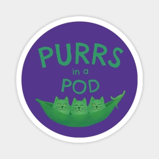 Purrs in a Pod – Cute Cartoon Drawing of Veggie Cat Peas Magnet